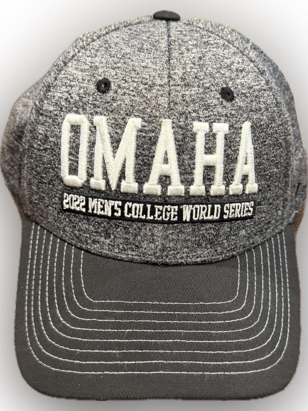 College World Series Hat Fitted XL Zephyr Gray Blue NCAA Baseball 2022 Omaha Men